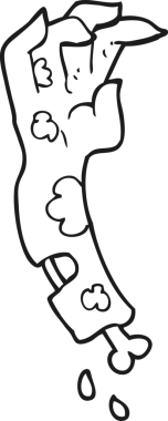 Bir insan tarafından çizilmiş siyah beyaz çizgi film zombi kolu