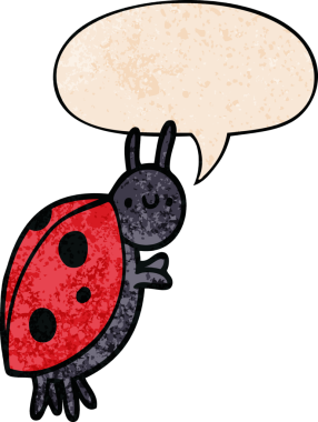 bir insan tarafından çizilmiş eski moda konuşma baloncuklu çizgi film uğur böceği