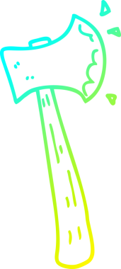 Bir insan tarafından çizilmiş bir baltanın soğuk eğimli çizgisi.