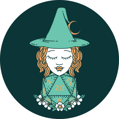 Bir insan tarafından çizilmiş 20 zarlı insan cadısının simgesi.