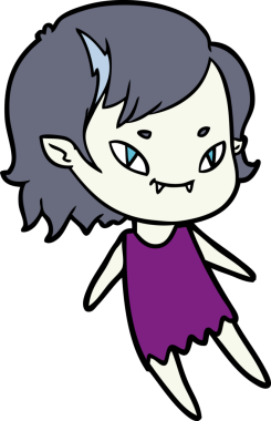 Bir insan tarafından çizilmiş çizgi film dostu vampir kız.