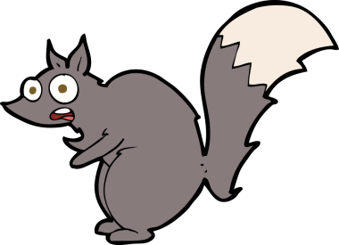 Bir insan tarafından çizilmiş komik ürkmüş sincap çizgi filmi