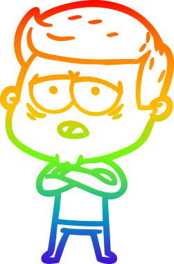 Gökkuşağı gradyan çizgi çizimi bir insan tarafından çizilmiş yorgun bir adam