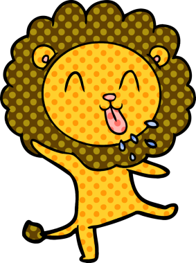 Bir insan tarafından çizilmiş mutlu çizgi film aslanı.