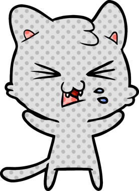 Bir insan tarafından çizilmiş kedi tıslaması.