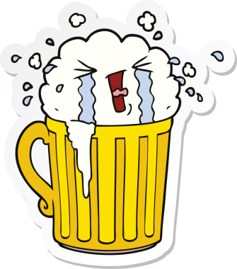 Bir insan tarafından çizilmiş bira bardağının çıkartması.