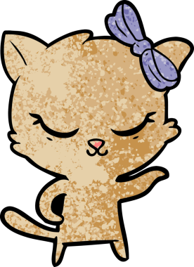 Bir insan tarafından çizilmiş sevimli çizgi film kedisi.