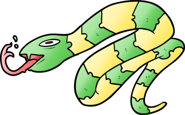 Bir insan tarafından çizilmiş tıslayan yılan çizgi filmi.