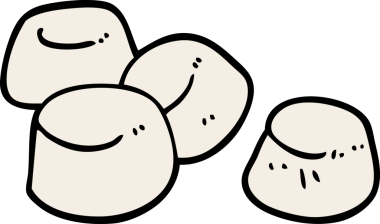 Çizgi film karalaması. Lezzetli şekerlemeler. Bir insan tarafından çizilmiş.