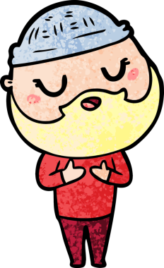 Bir insan tarafından çizilmiş sakallı bir çizgi film adamı.