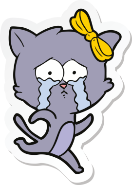 Bir insan tarafından çizilmiş çizgi film kedisinin çıkartması.