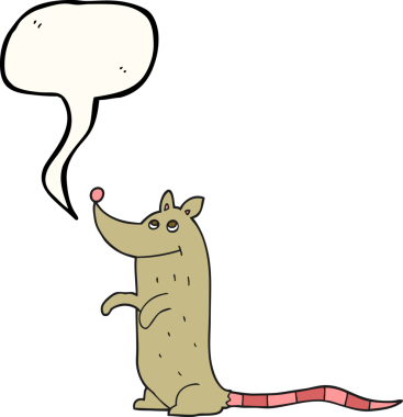 Bir insan tarafından çizilmiş serbest konuşma balonu çizgi film faresi.