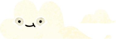 Bir insan tarafından çizilmiş beyaz bir bulutun retro çizim tarzı karikatürü