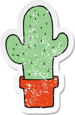 Bir insan tarafından çizilmiş bir kaktüsün sıkıntılı çıkartması.