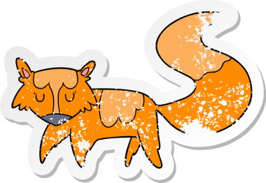 Bir insan tarafından çizilmiş tilki çizgi filminin sıkıntılı çıkartması.