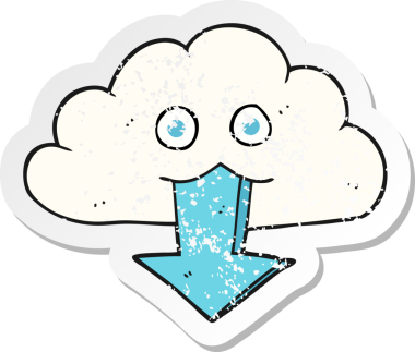 Bir insan tarafından çizilmiş buluttan indirilen bir çizgi filmin geriletilmiş etiketi.