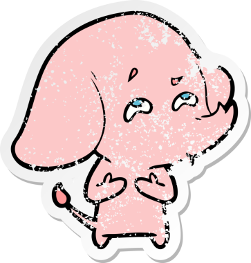 Bir insan tarafından çizilmiş karikatür filinin sıkıntılı çıkartması