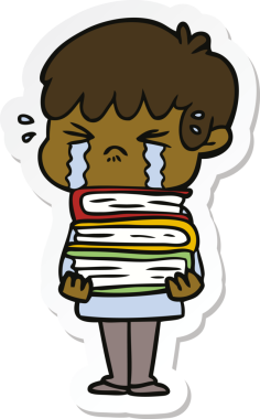 Bir insan tarafından çizilmiş ağlayan bir çizgi film çocuğunun çıkartması.