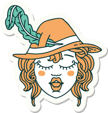 Bir insan tarafından çizilmiş bir ozan karakterinin çıkartması.