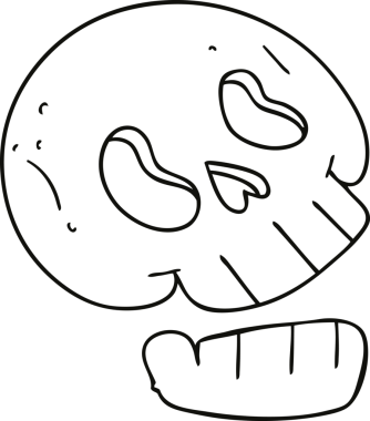 Bir insan tarafından çizilmiş tuhaf bir kafatası çizimi.