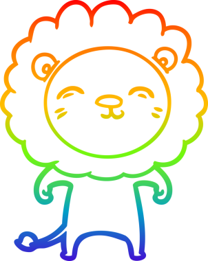 gökkuşağı gradyan çizgi çizimi bir insan tarafından çizilmiş bir aslan