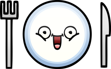 Bir insan tarafından çizilmiş yemek tabağının gölgeli çizgi filmi.