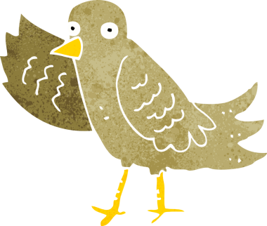 Bir insan tarafından çizilmiş çizgi film kuşları.