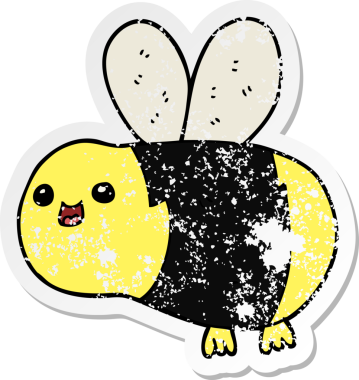 Bir insan tarafından çizilmiş karikatür arının sıkıntılı çıkartması.