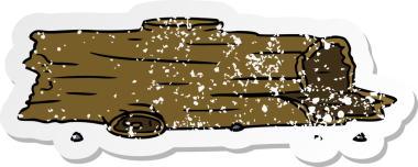 Bir insan tarafından çizilmiş ağaç kütüğünün çizilmiş, kederli bir çıkartma karalaması.