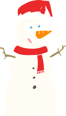 Bir insan tarafından çizilmiş düz renkli kardan adam çizimi