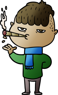 Bir insan tarafından çizilmiş sigara içen karikatürist.