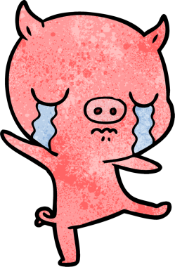 Bir insan tarafından çizilmiş domuz ağlaması.