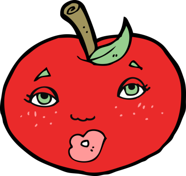 bir insan tarafından çizilmiş elma karikatürü.