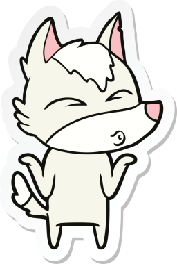 Bir insan tarafından çizilmiş omuzlarını silken bir kurt çizgi filminin çıkartması.