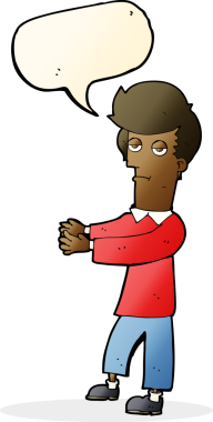 Bir insan tarafından çizilmiş konuşma baloncuğuyla yolu gösteren sıkıcı bir çizgi film.