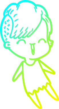 Bir insan tarafından çizilmiş, mutlu bir hipster kız çizgi filmi.