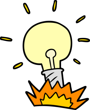 bir insan tarafından çizilmiş karikatür ampulü