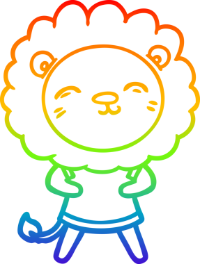 gökkuşağı gradyan çizgi çizimi bir insan tarafından çizilmiş bir aslan