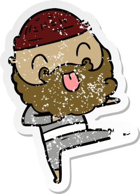 Bir insan tarafından çizilmiş sakallı bir adamın sıkıntılı çıkartması.