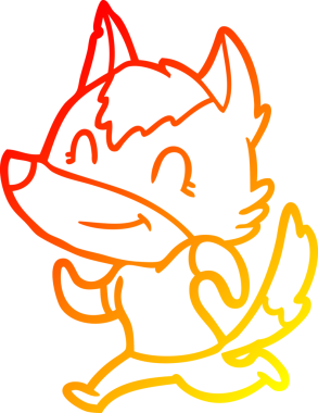 Bir insan tarafından çizilmiş dost canlısı bir kurt çizgi çizimi.