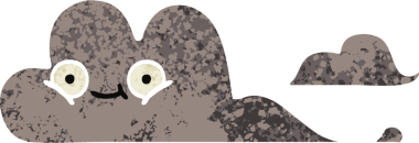 Bir insan tarafından çizilmiş bir fırtına bulutunun retro çizim tarzı karikatürü