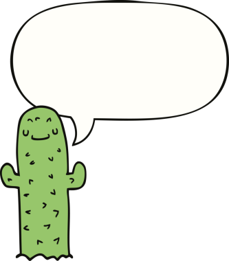 bir insan tarafından çizilmiş konuşma baloncuklu çizgi film kaktüsü.