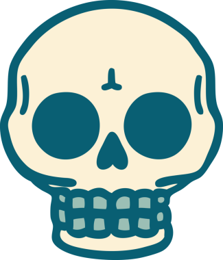 Bir insan tarafından çizilmiş bir kafatasının ikonik dövme şekli