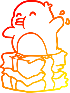 Bir insan tarafından çizilmiş bir penguenin sıcak çizgi çizimi