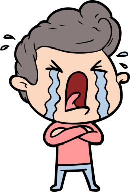 Bir insan tarafından çizilmiş ağlayan bir karikatür.