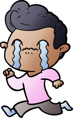 Bir insan tarafından çizilmiş ağlayan çizgi film adamı.