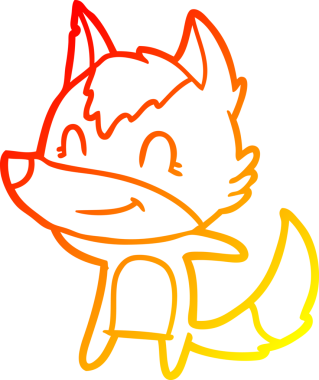 Bir insan tarafından çizilmiş dost canlısı bir kurt çizgi çizimi.