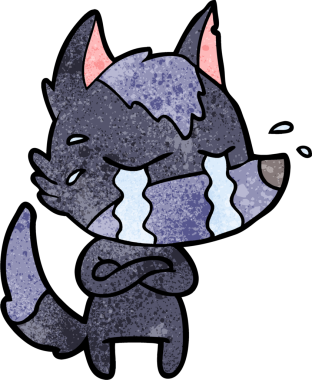 Bir insan tarafından çizilmiş ağlayan kurt çizgi filmi.