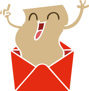 Bir insan tarafından çizilmiş garip bir çizgi film mutlu bir mektup.