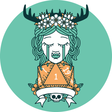 Ağlayan Ork Druid karakterinin bir insan tarafından çizilmiş doğal bir simgesi.